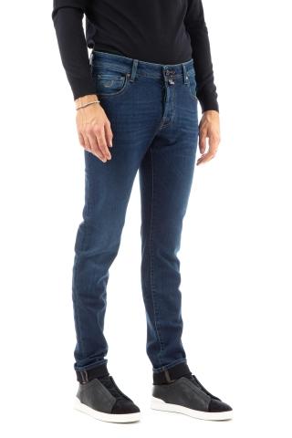 Jeans in cotone-modal etichetta marrone nick fit