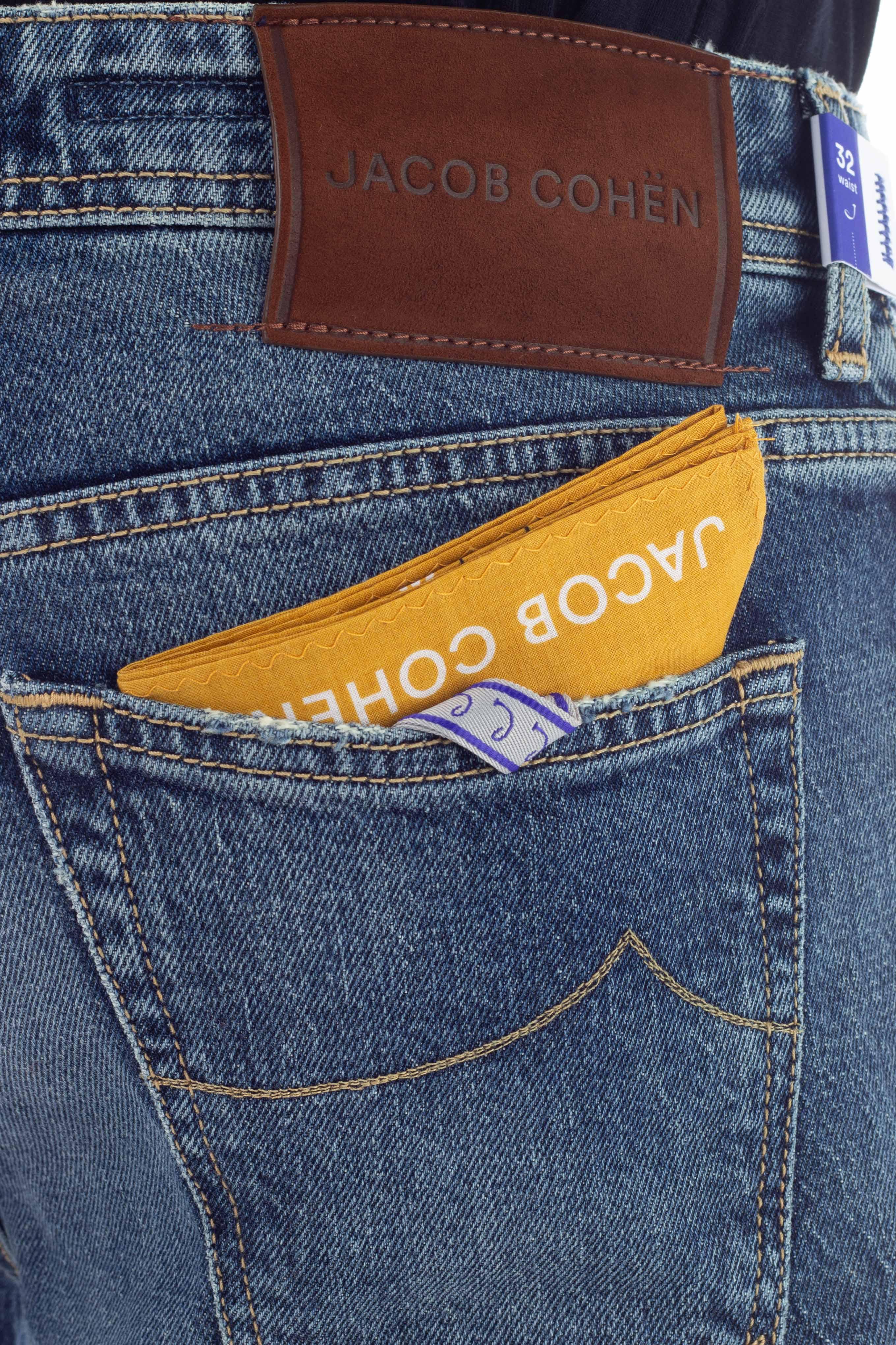 Jacob cohen Micro ripped suede label denim jeans scott fit, jeans ...