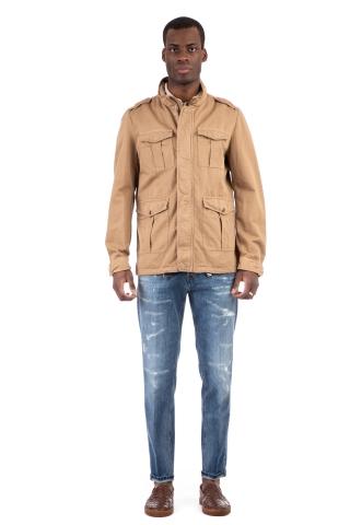 Field jacket in cotone-lino