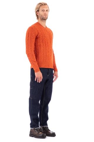 Shetland twisted wool v-neck sweater