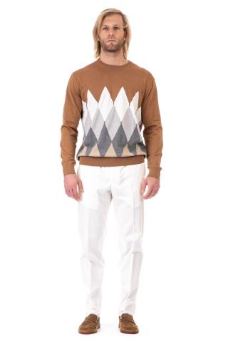 Cotton-cashmere diamond crewneck sweater
