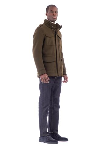 Field jacket in lana con imbottitura in orsetto